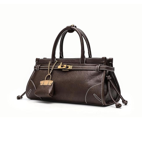 GELANNI – Kelly Bag for Women & Girls, Premium PU Handbag, Comes with Adjustable & Detachable Strap, with One Small Wallet, An Ideal Gift for Female -Dark Brown